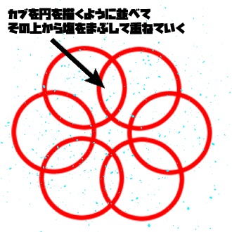 カブに塩をまぶして千枚漬けの下漬けを説明したイラスト

